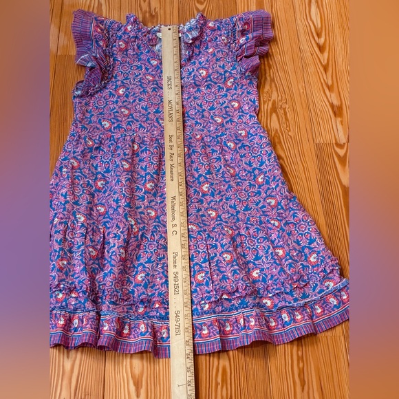 Vineyard Vines 100% Cotton Flutter Ruffle Dress Size Small Pink Purple Floral - Picture 7 of 9